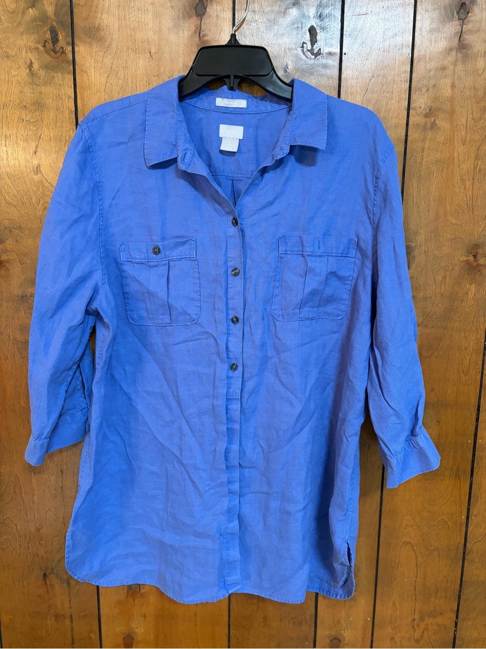 Chico's Periwinkle Blue Casual Button-Down Shirt